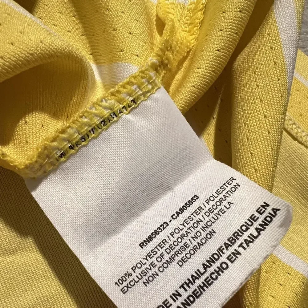 Nike Golf Shirt Mens Large Yellow Stripe Dri-FIT Polo Accenture WGC Performance